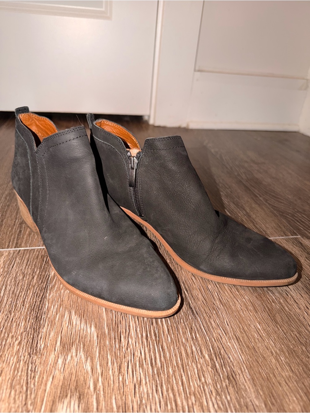 Franco Sarto Black Suede Ankle Booties with Side Zip